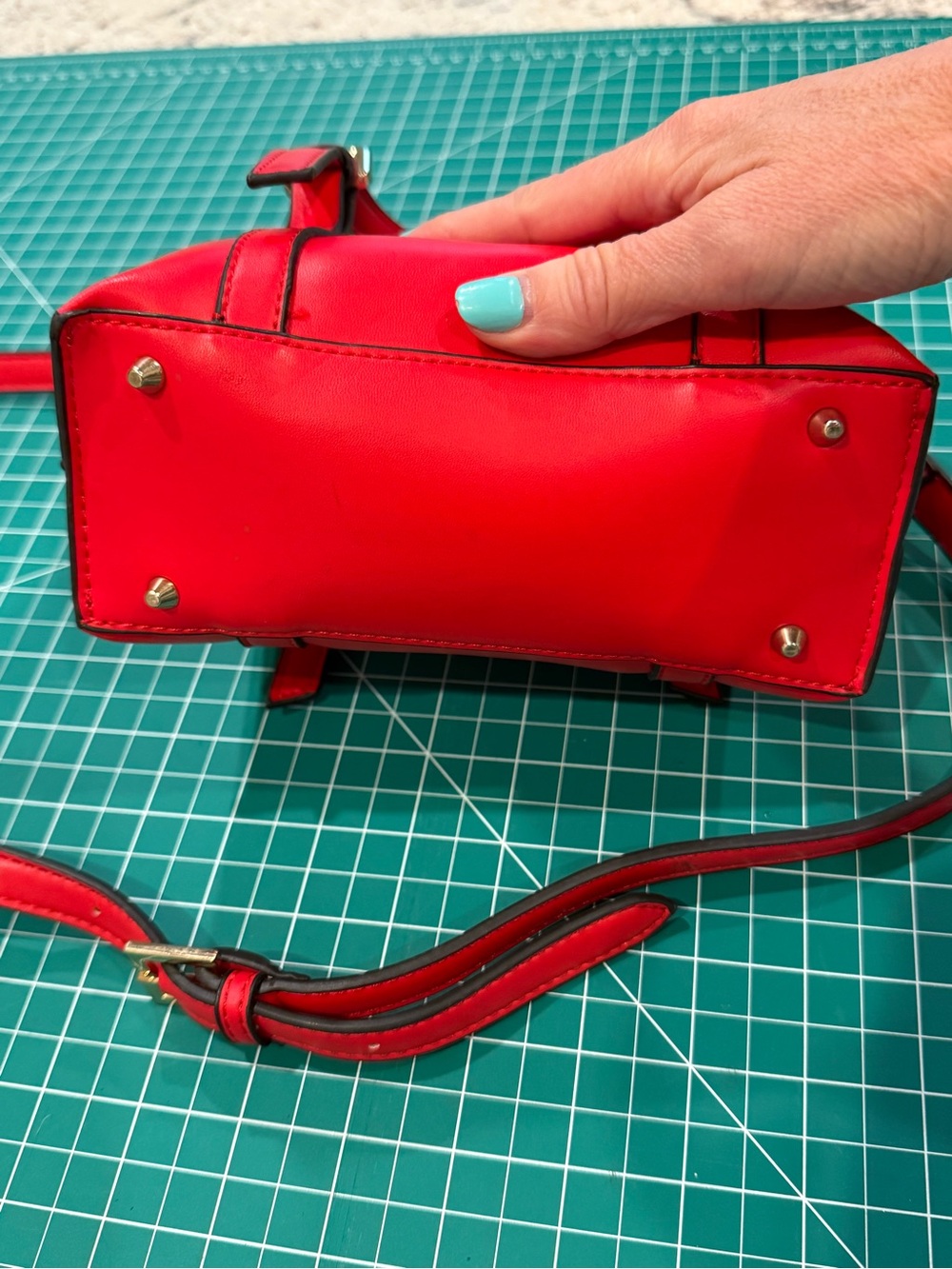 FOREVER 21 Red Mini Satchel Crossbody Bag Structured Top Handle - Picture 11 of 13